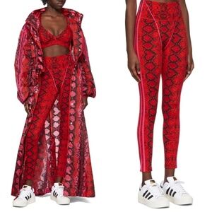 Adidas x IVY PARK Red Snake Snakeskin Print Tights/ Leggings  High Waist sz S